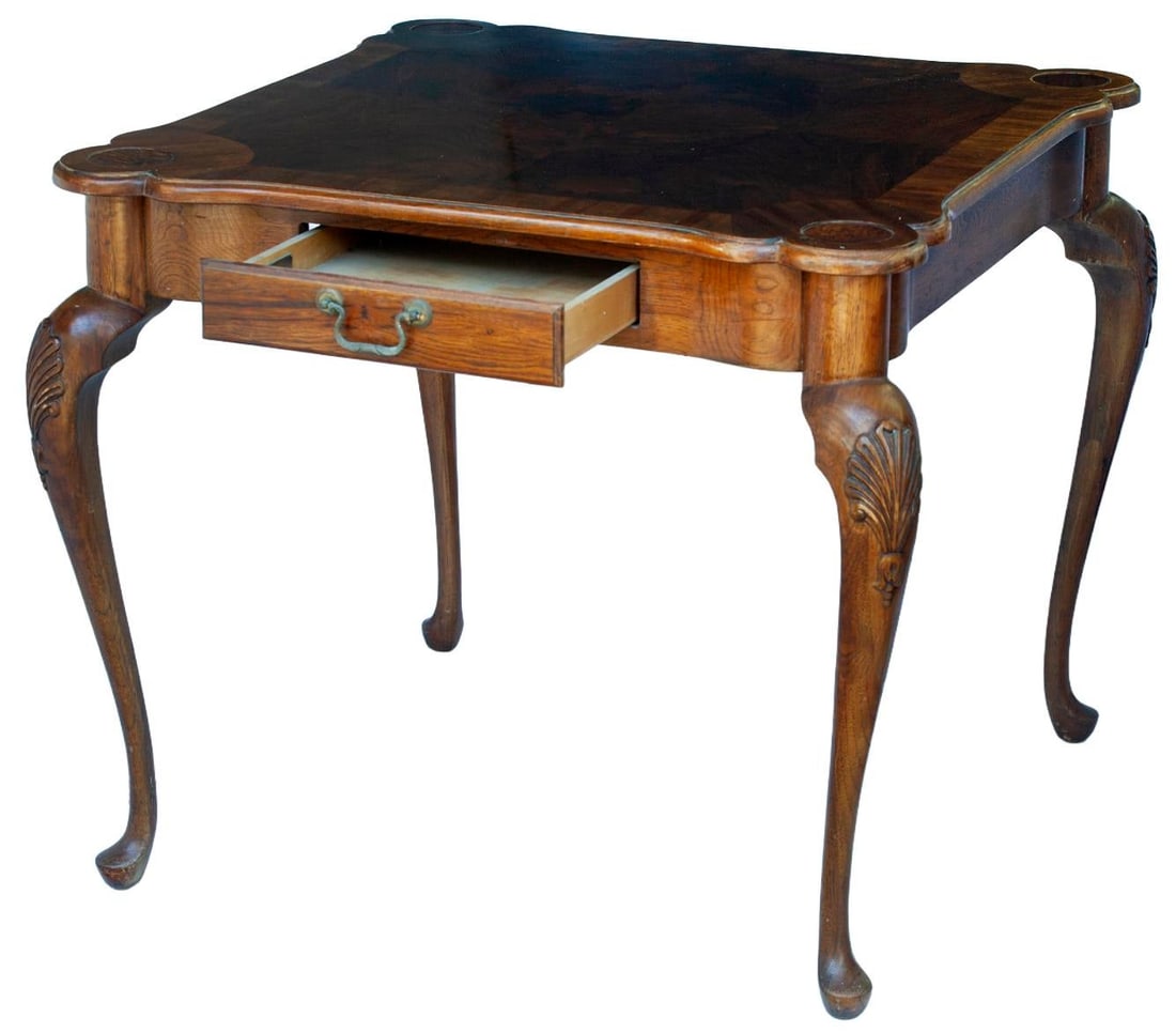 Vintage Wooden Game Table W/2 Drawers - 5