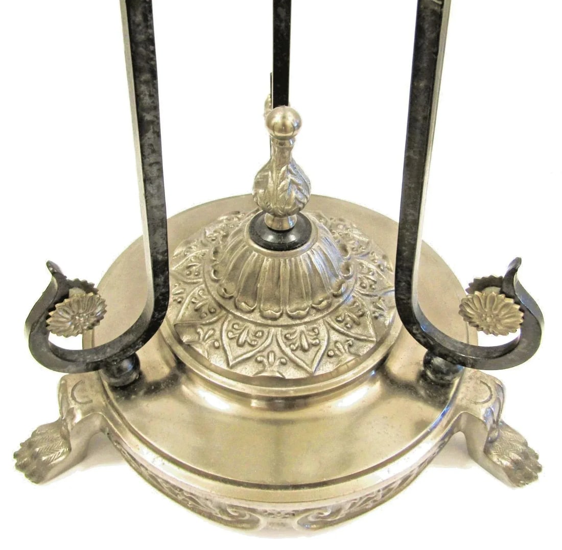 Gorgeous Verdi Gris Circular Neoclassical Italian Gueridons Glass Top Table - 3
