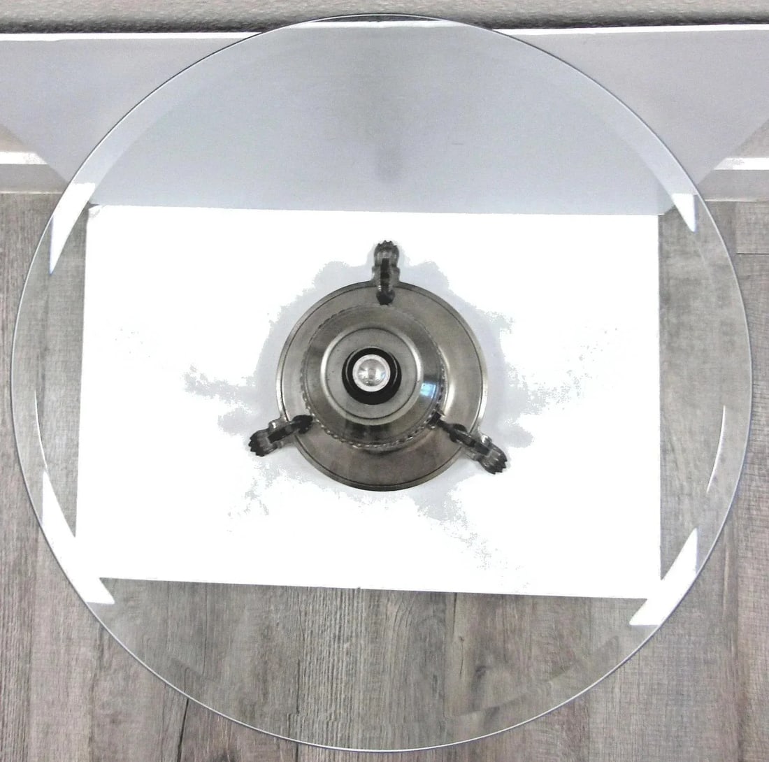 Gorgeous Verdi Gris Circular Neoclassical Italian Gueridons Glass Top Table - 6