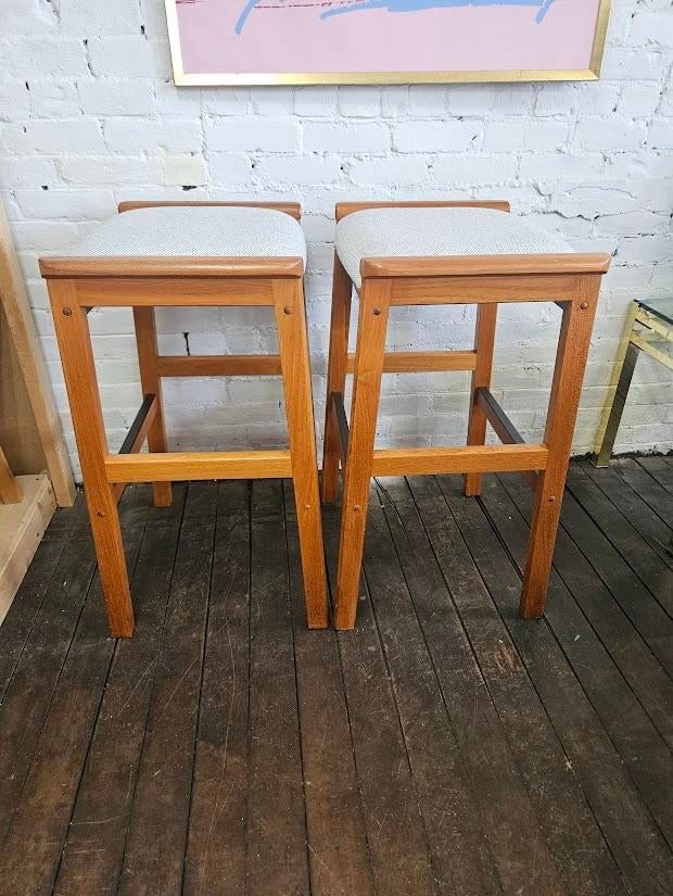 Pair of Danish Modern Attributed to J.l. Moller Bar Stools - 2