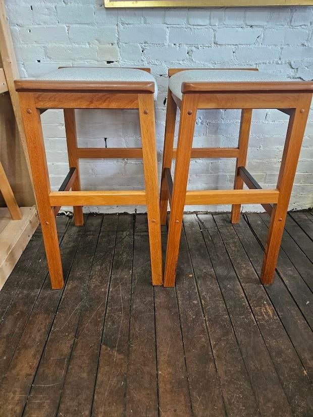 Pair of Danish Modern Attributed to J.l. Moller Bar Stools - 5