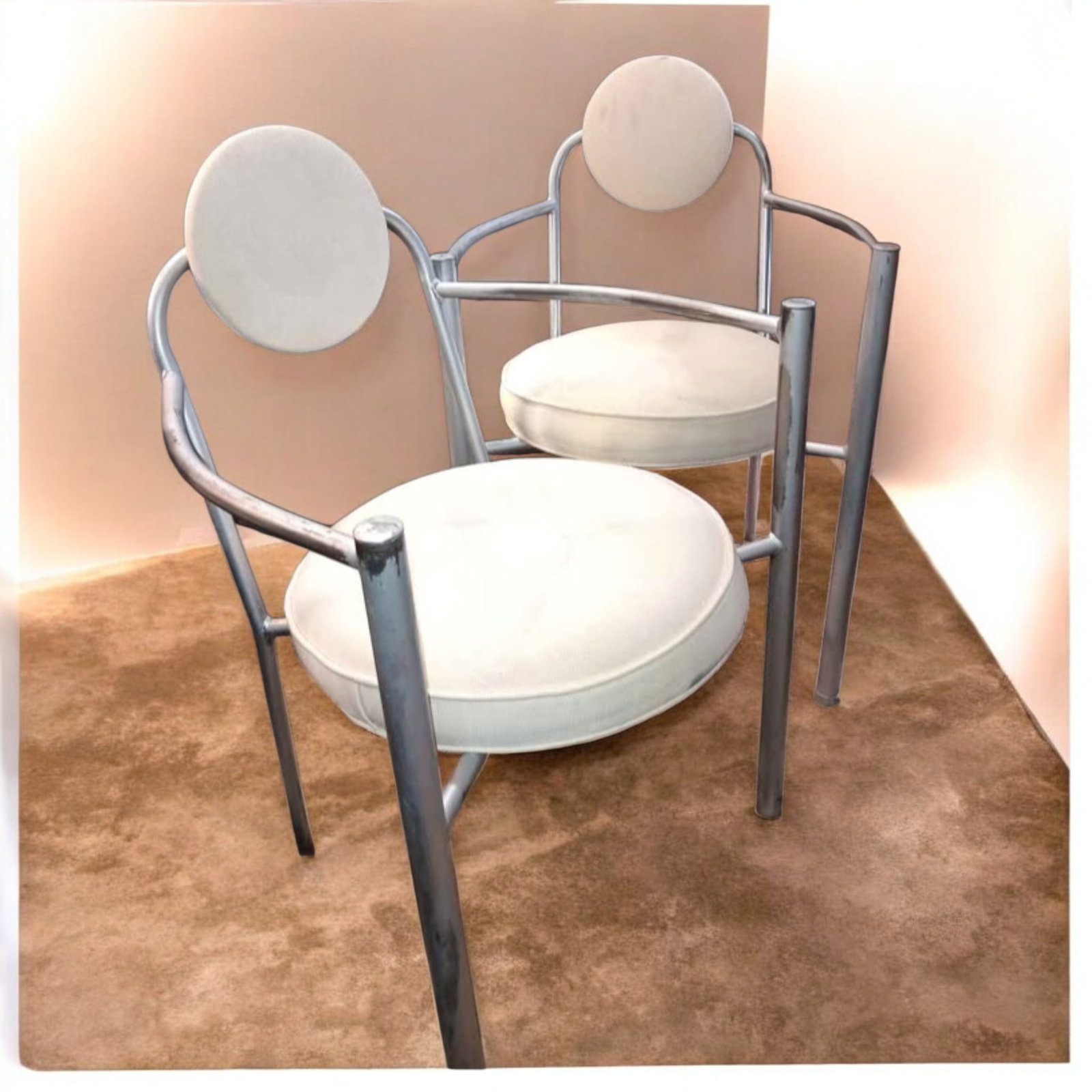 1970s White Circle Bistro Chairs - Set of 2 - 2