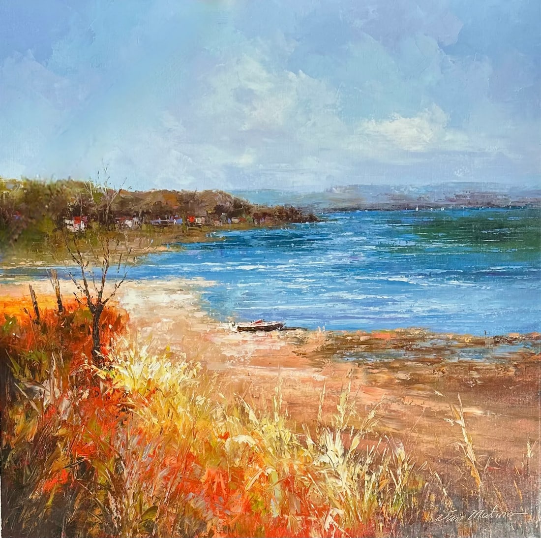 Coastal Shoreline Landscape, Original Oil Painting by Jan Matino - 2