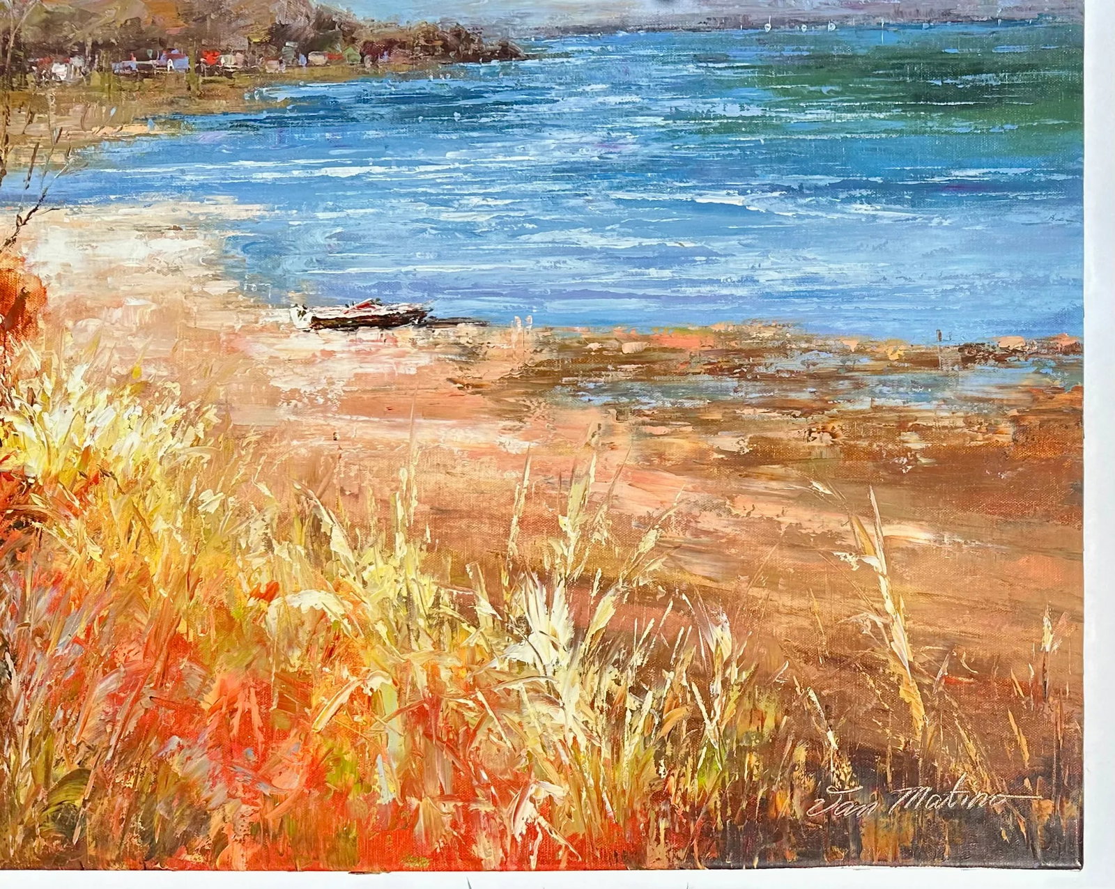 Coastal Shoreline Landscape, Original Oil Painting by Jan Matino - 3