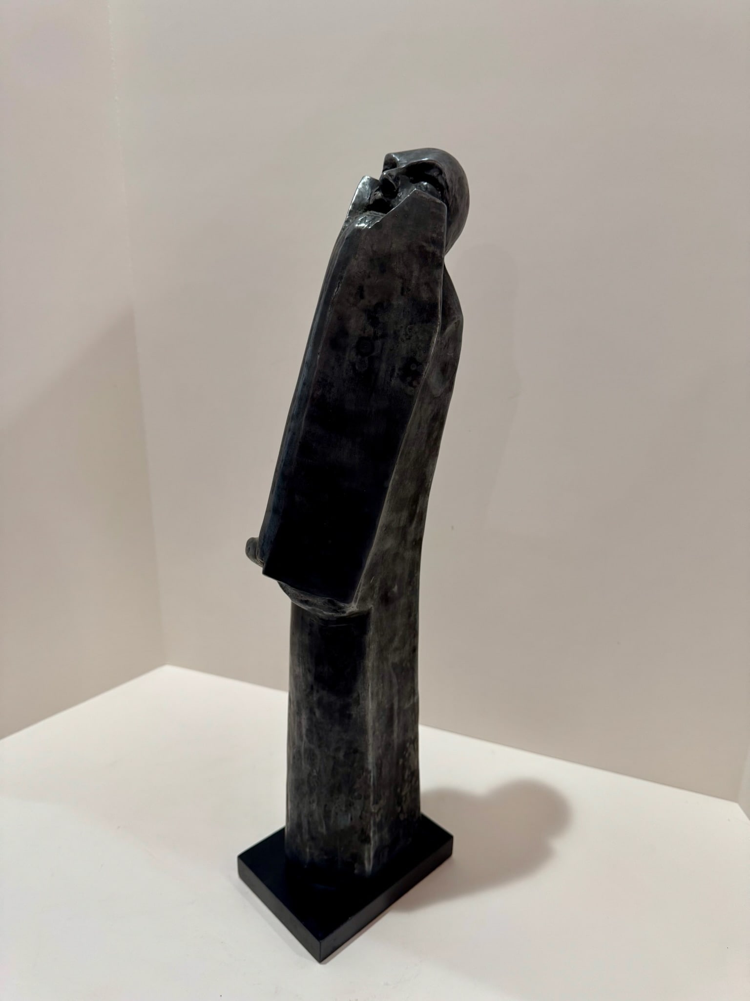 Mid 20th Century Larry Mohr Signed Bronze Figurative Sculpture Tall Abstract Modernist Form on Base - 2