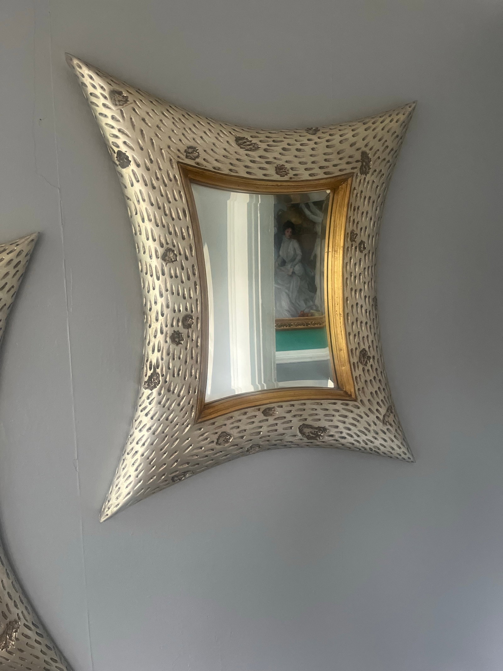 Pair of Christopher Guy Diamond Wall Mirrors in Mahogany With Beveled Glass - 3