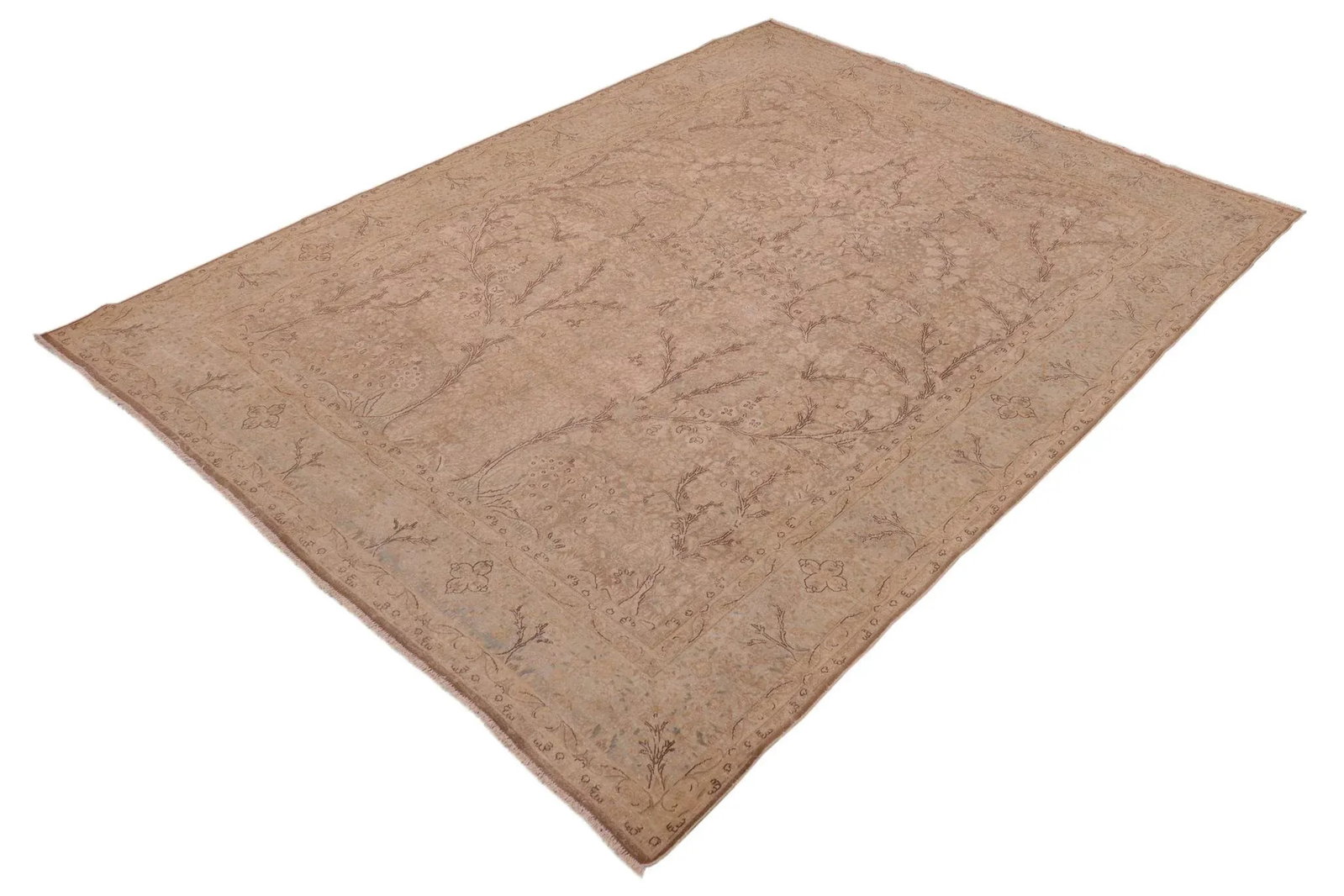 1980s 1980s Distressed Tan/Blue Wool Rug - 3
