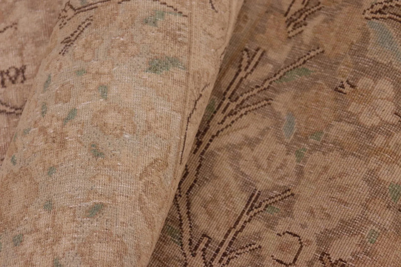 1980s 1980s Distressed Tan/Blue Wool Rug - 8