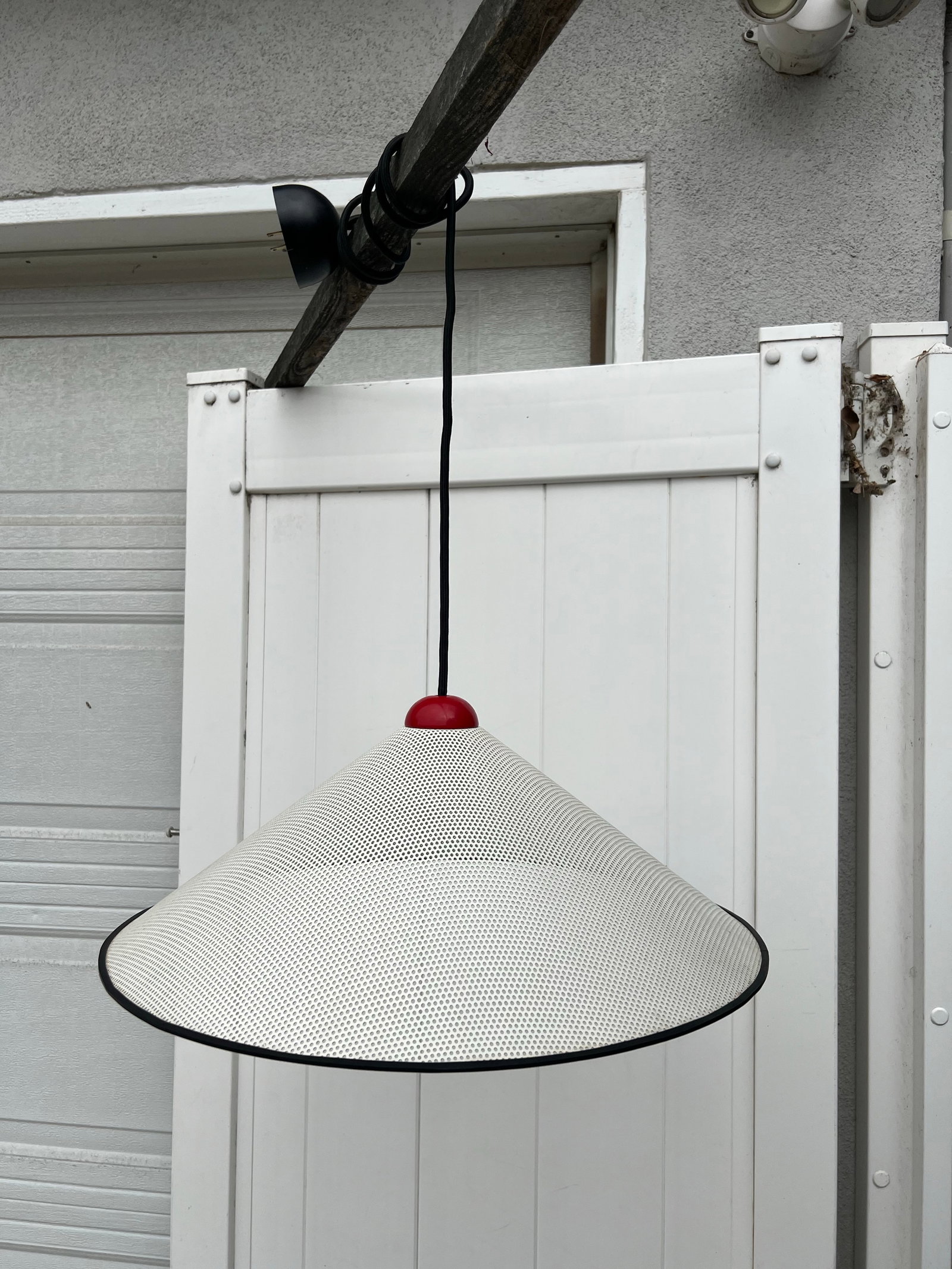 Postmodern Perforated Pendant Light in the Style of Ron Rezek or Mathieu Mategot - 4
