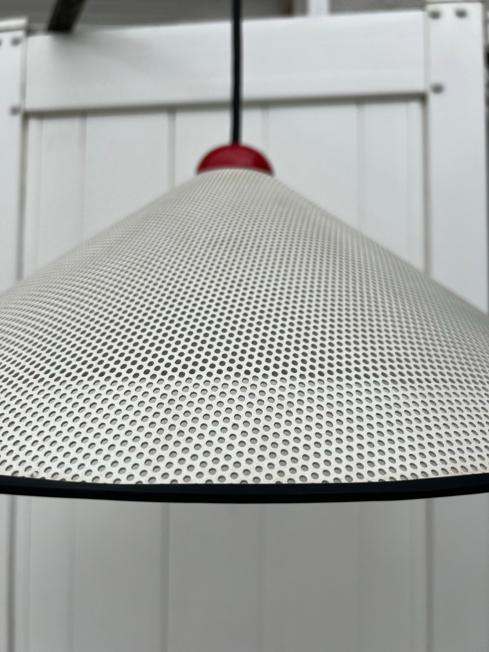 Postmodern Perforated Pendant Light in the Style of Ron Rezek or Mathieu Mategot - 6