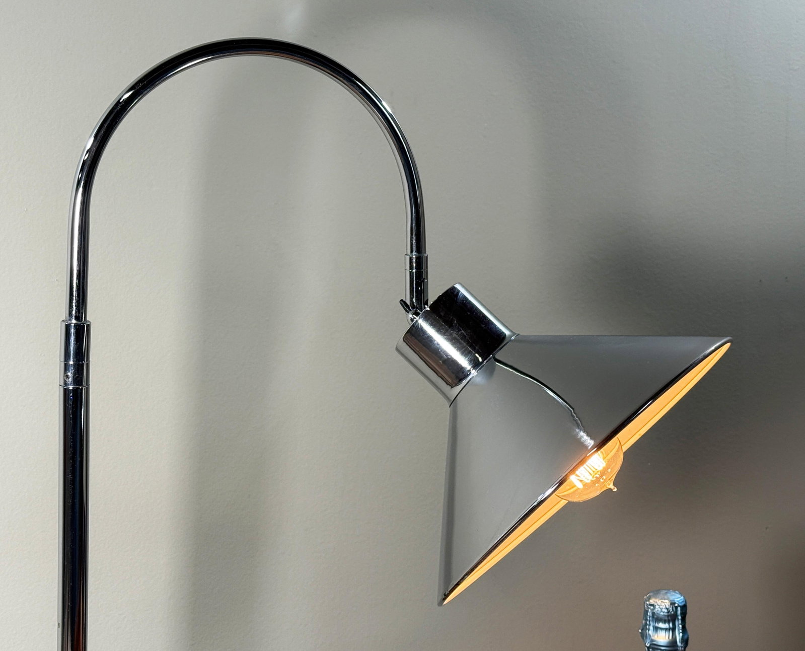 Vintage Koch & Lowy Style Chrome Gooseneck Desk Lamp With Black Granite Base - 8