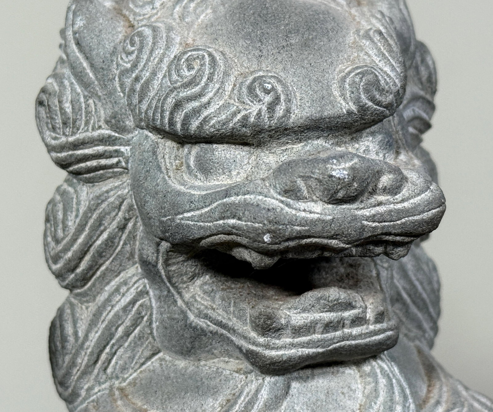 Chinese Stone Guardian Lions Foo Dogs Temple Sculptures - A Pair - 3