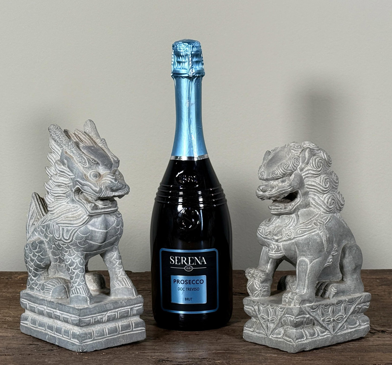 Chinese Stone Guardian Lions Foo Dogs Temple Sculptures - A Pair - 8