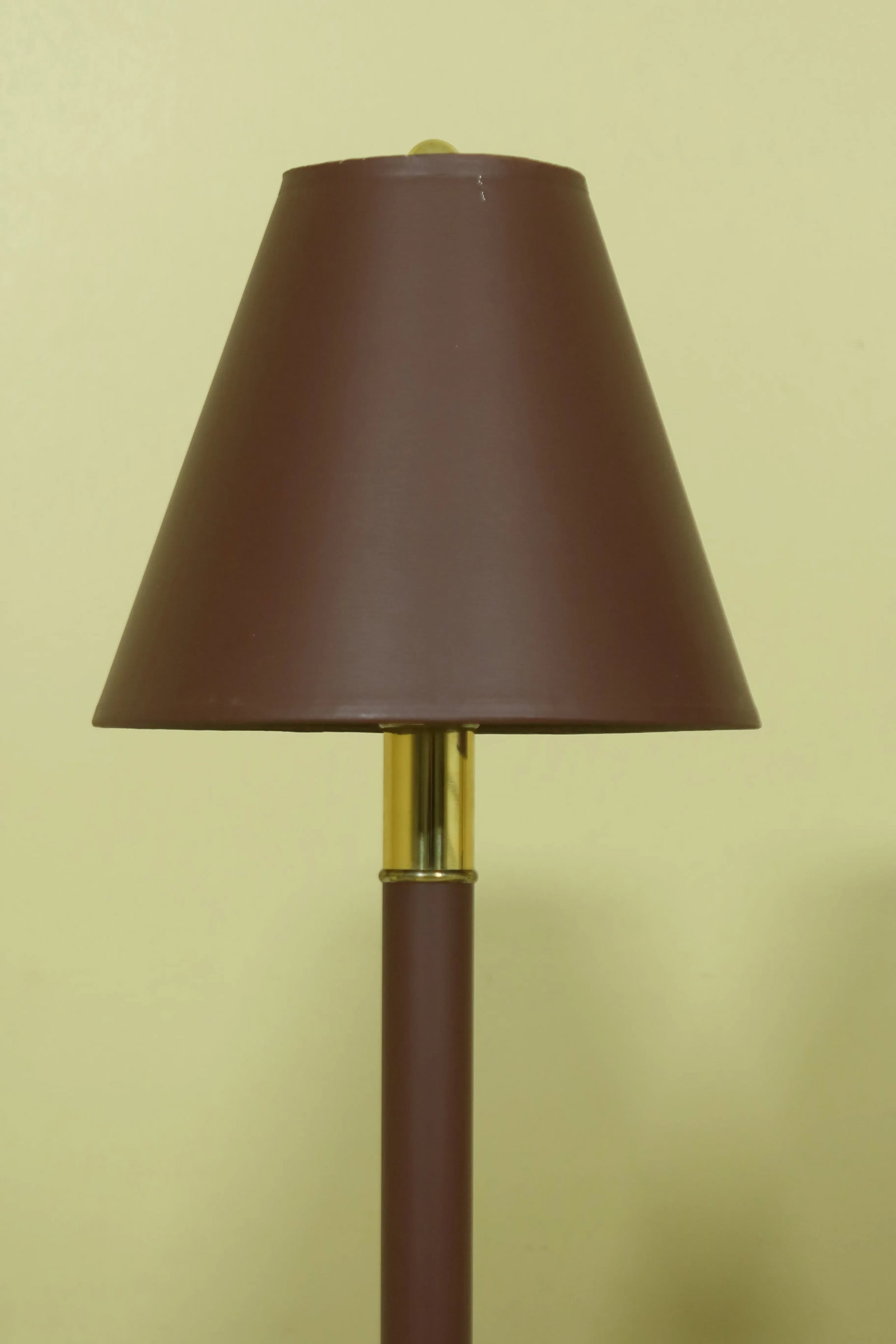Brass Base Tall Table Lamps W. Shades - a Pair - 2