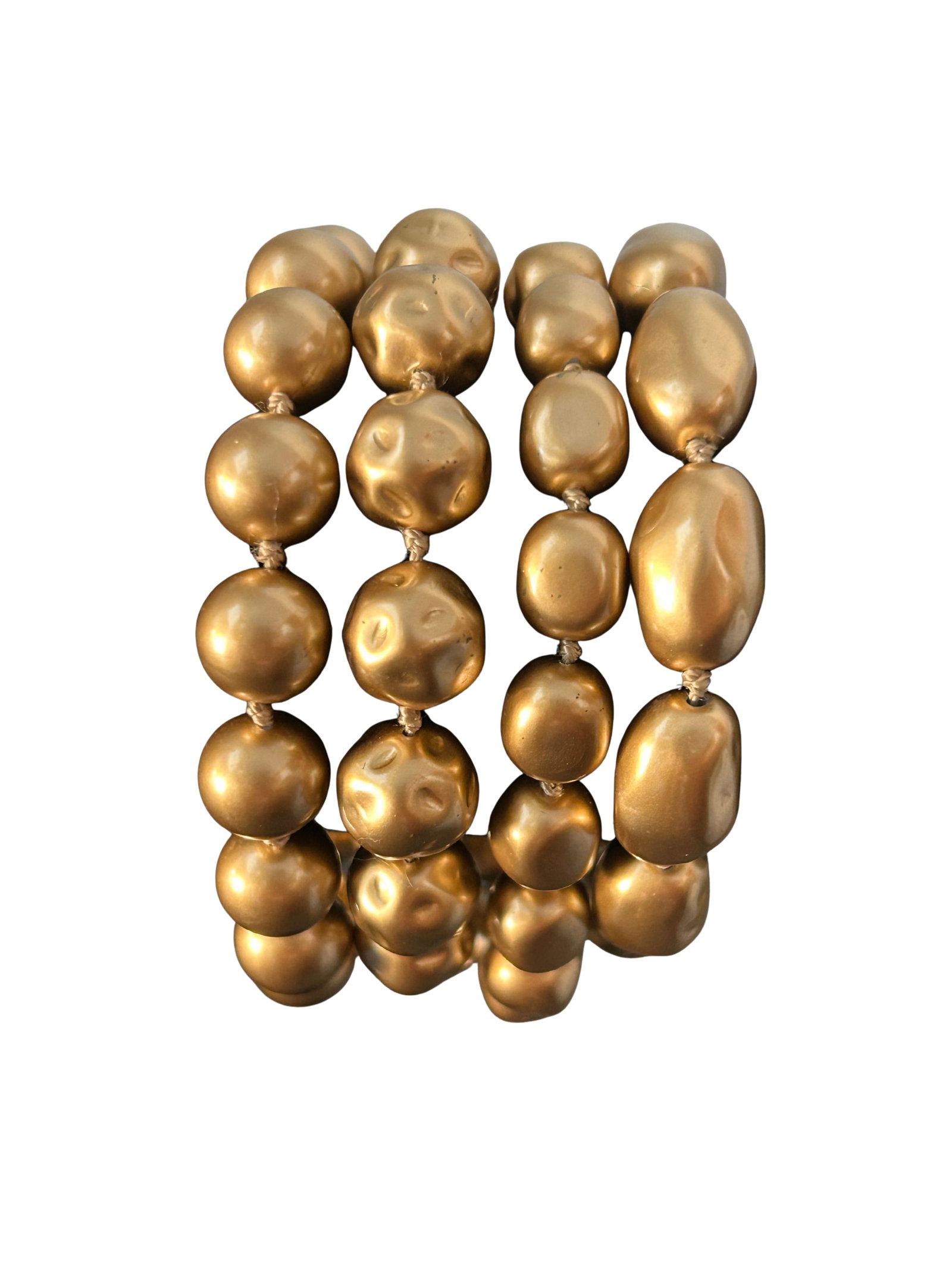 Vintage Carolee Multi-Strand Faux Baroque Pearl Bracelet - Gold-Tone Signed Designer Runway Jewelry - 4
