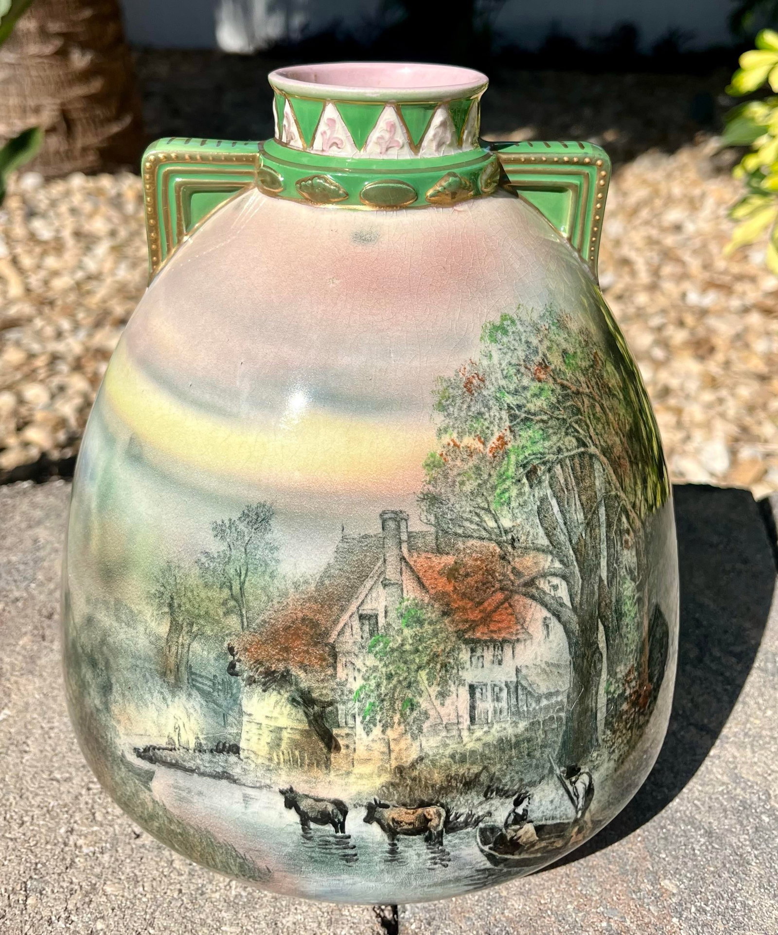 Antique Royal Bonn Handled Porcelain Vase - 2