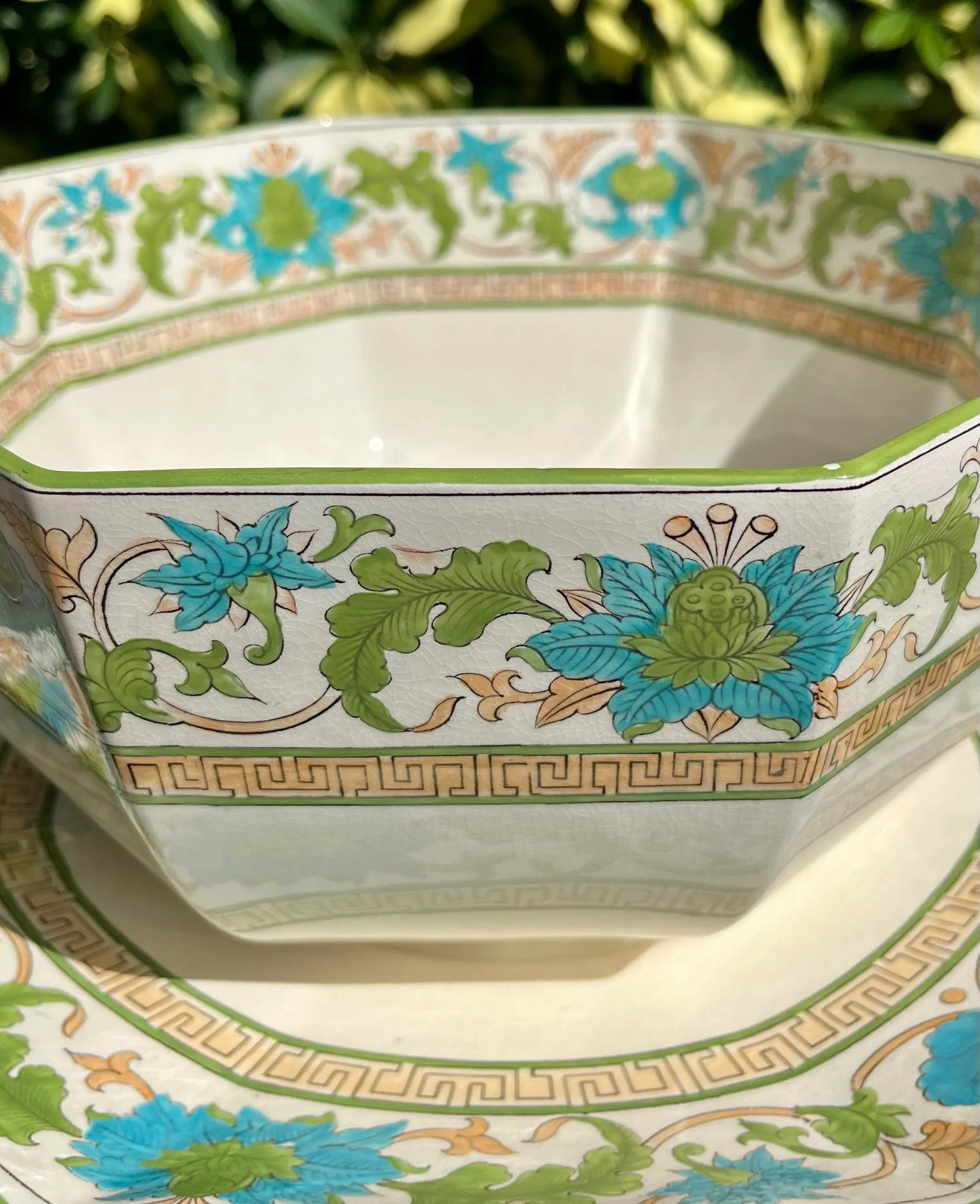 Antique Wedgwood Formosa Serving Bowl & Plate Set - 2