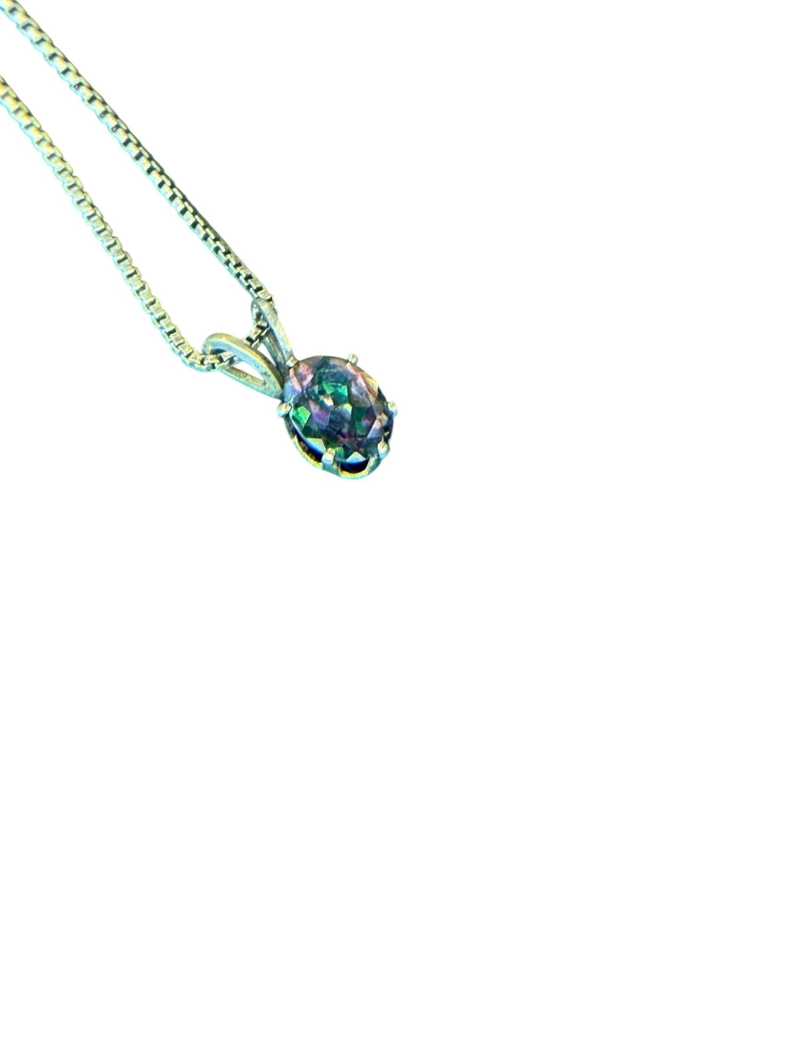 Late 20th Century Mystic Topaz Sterling Made in Italy Pendant Necklace - 4