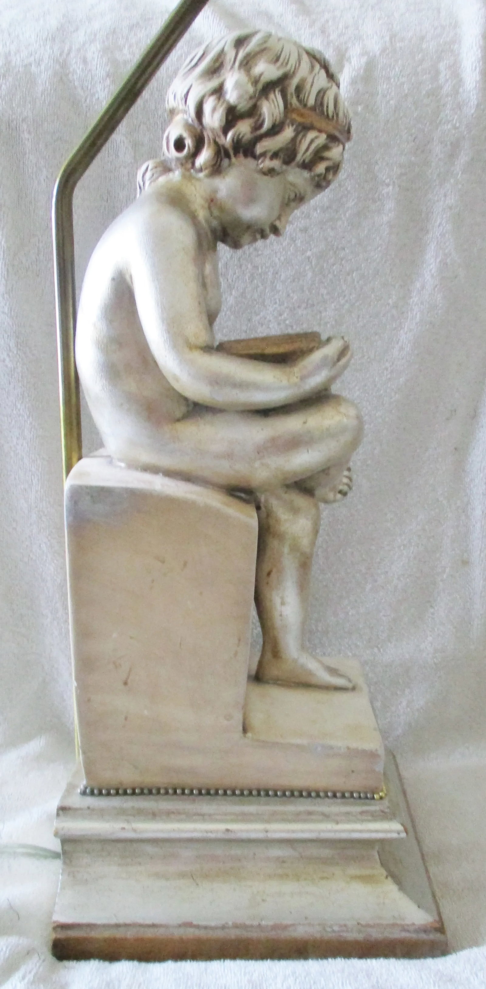1940s Child Reading and Child Writing Marble Lamps After Charles-Gabriel Sauva - a Pair - 4