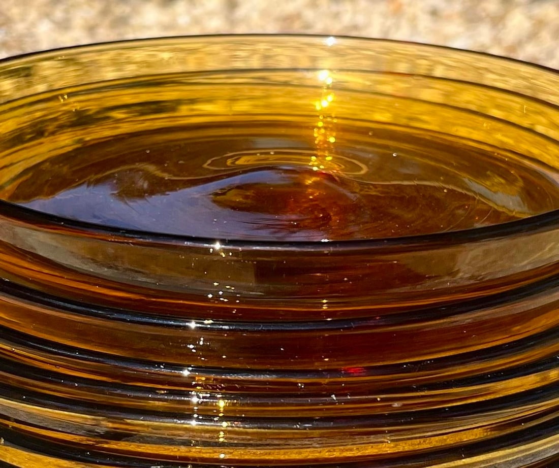 Mid 20th Century 7-Vintage Amber Glass 8" Curved Plate Set - 3