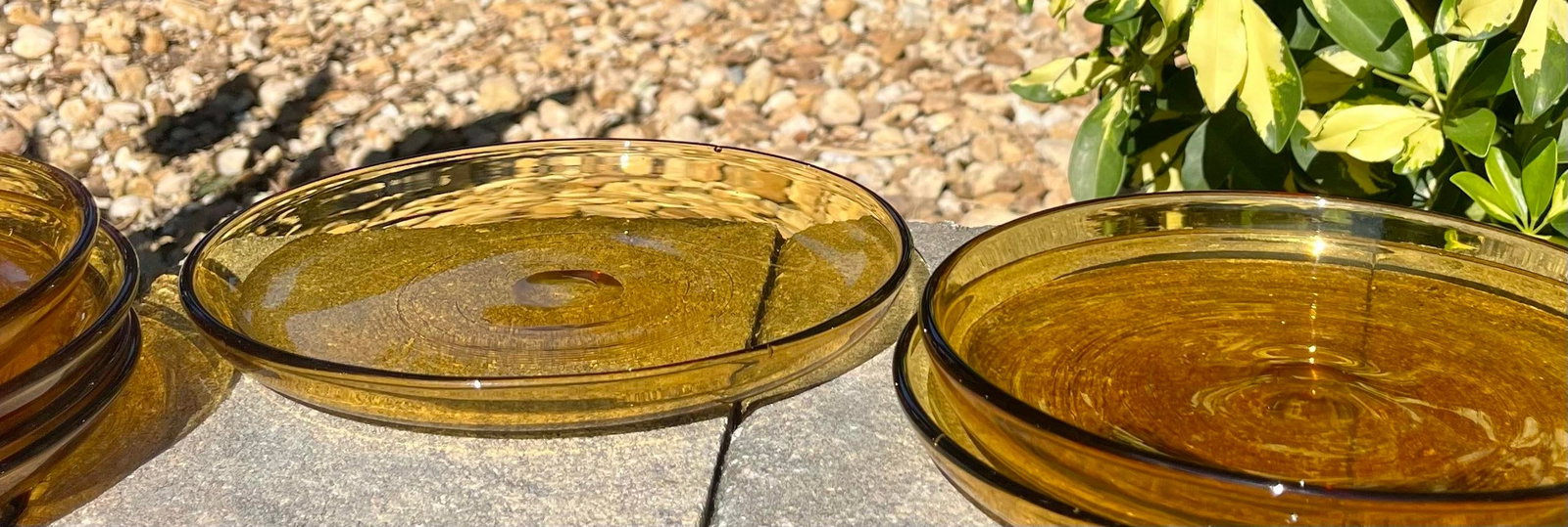 Mid 20th Century 7-Vintage Amber Glass 8" Curved Plate Set - 8