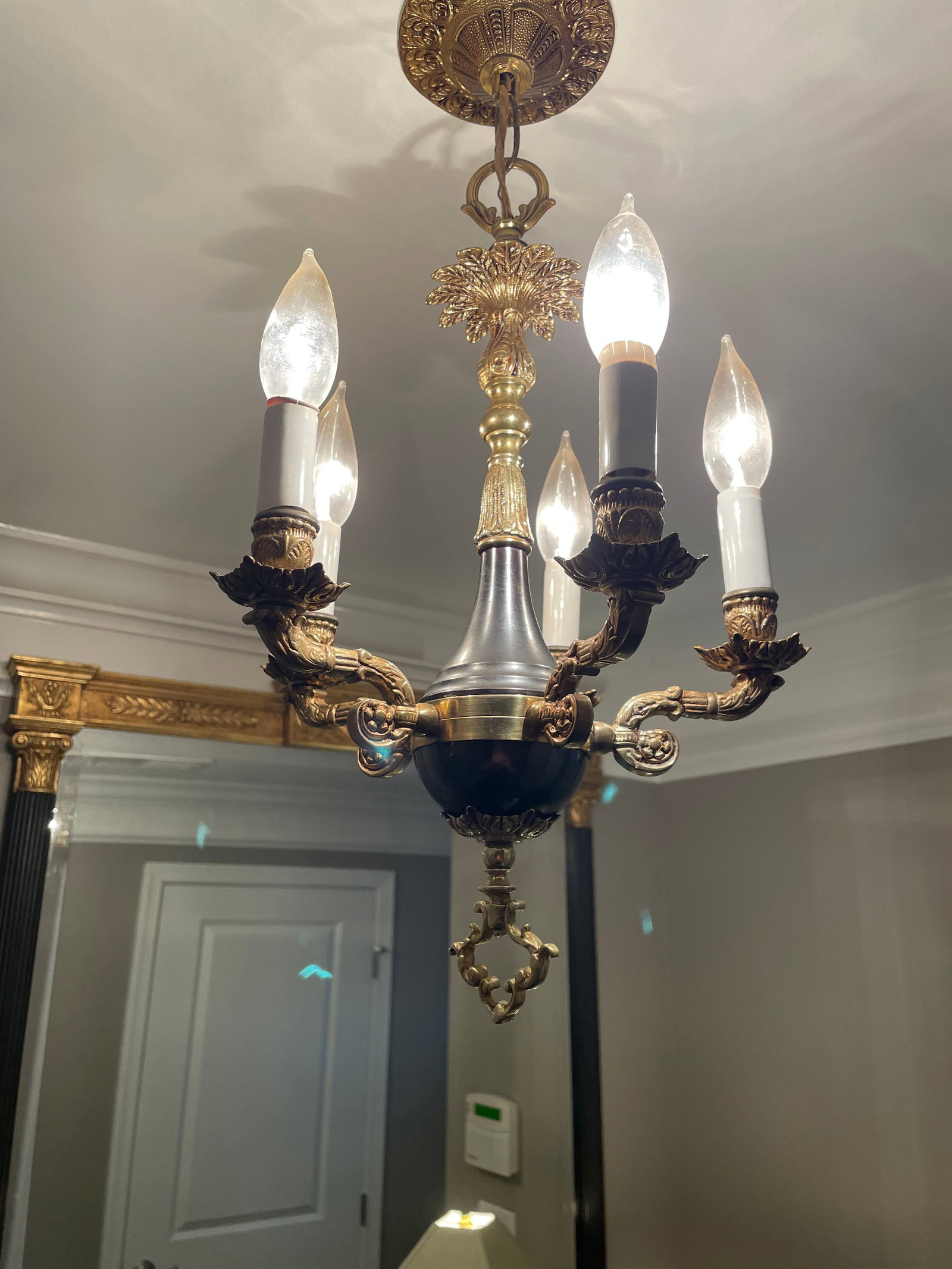 1970s 5 Light Brass Chandelier - 2