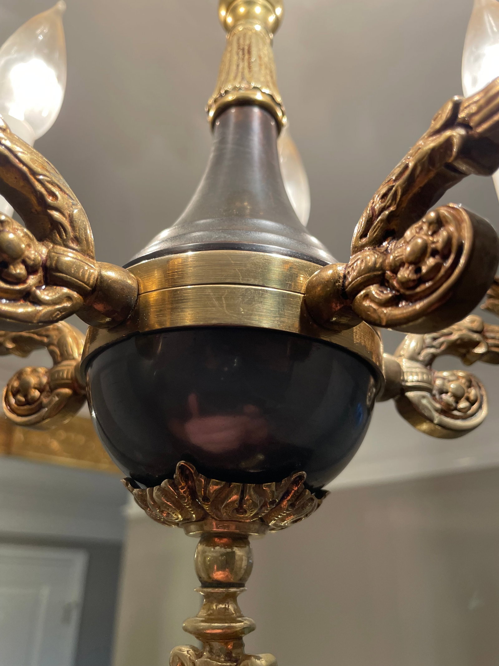 1970s 5 Light Brass Chandelier - 5