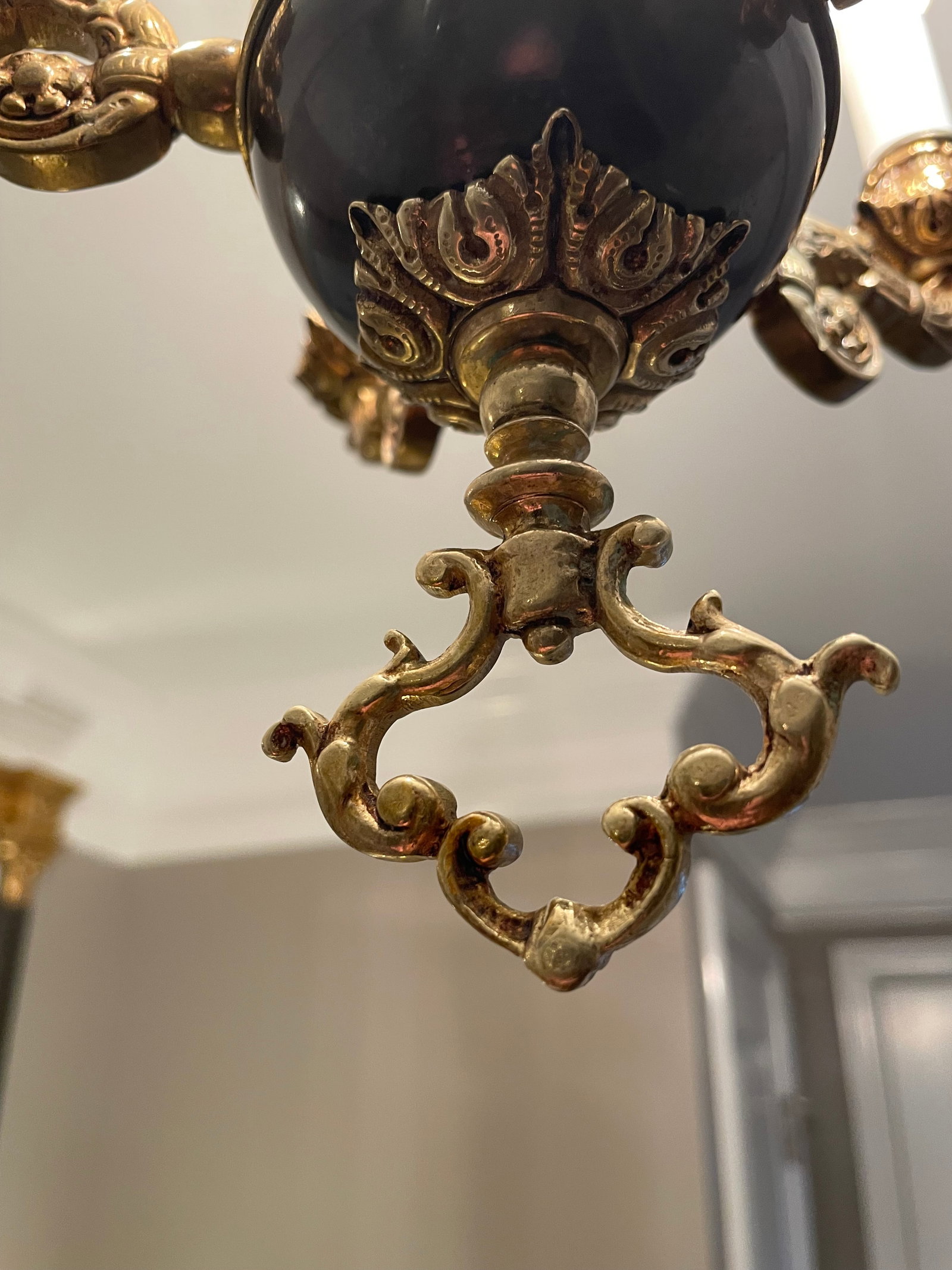 1970s 5 Light Brass Chandelier - 6