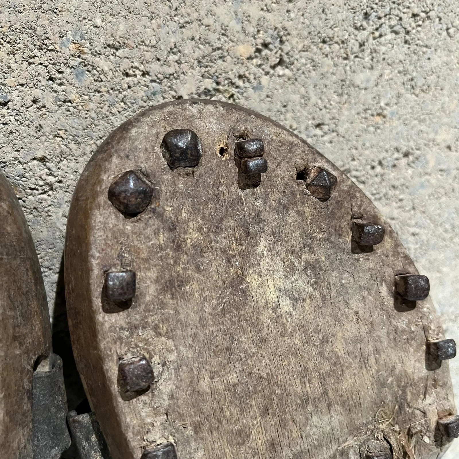 Antique Asian Decorative Japanese Shoes Leather Wood Open Toe - 5