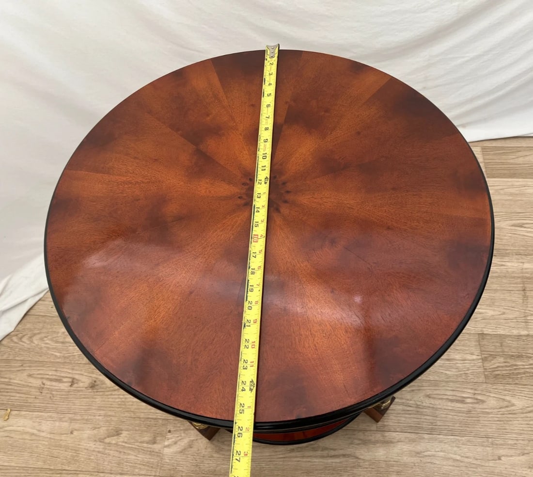 Round Table With Drawer Note Pull Bottom Shelf Empire Style Century Furniture - 7