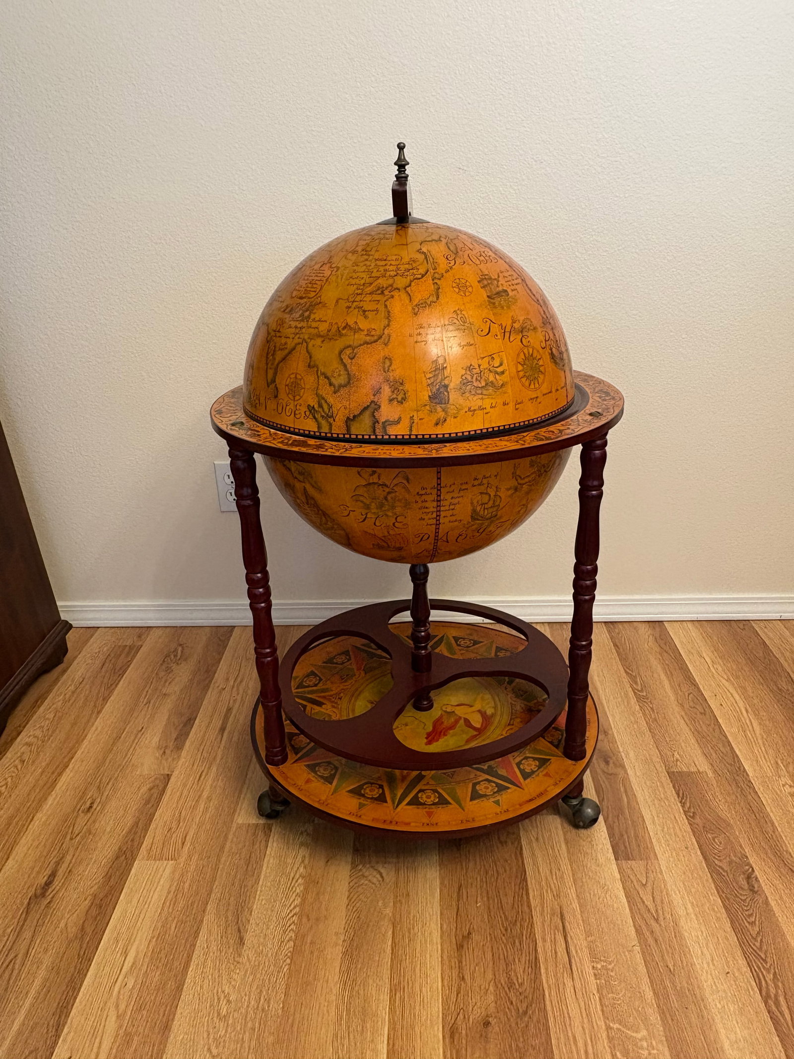 Vintage Globe Liquor Cart on Wheels - 6