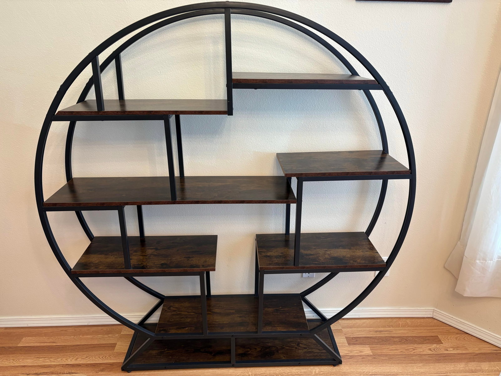 Large Vintage Round Architectural 6 Wooden Shelf Style Etagere' - 3