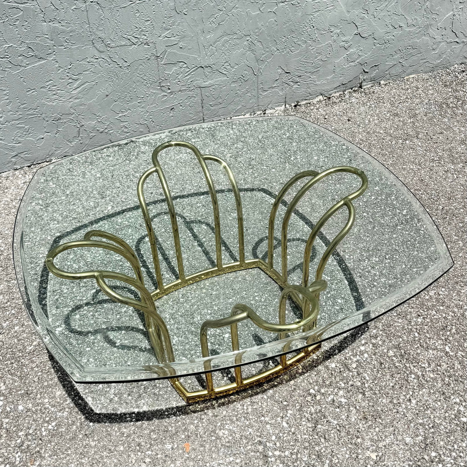 Art Deco Gold Glass Top Coffee Table - 2