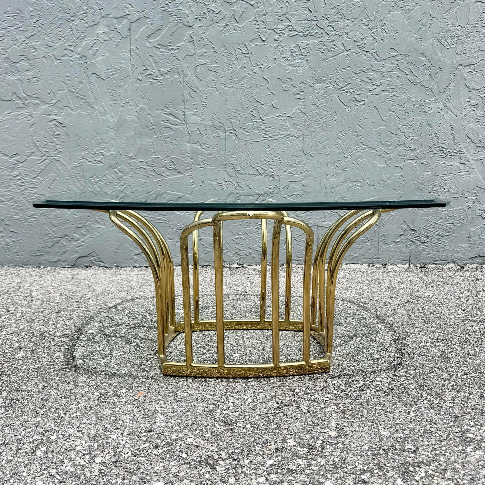 Art Deco Gold Glass Top Coffee Table - 3