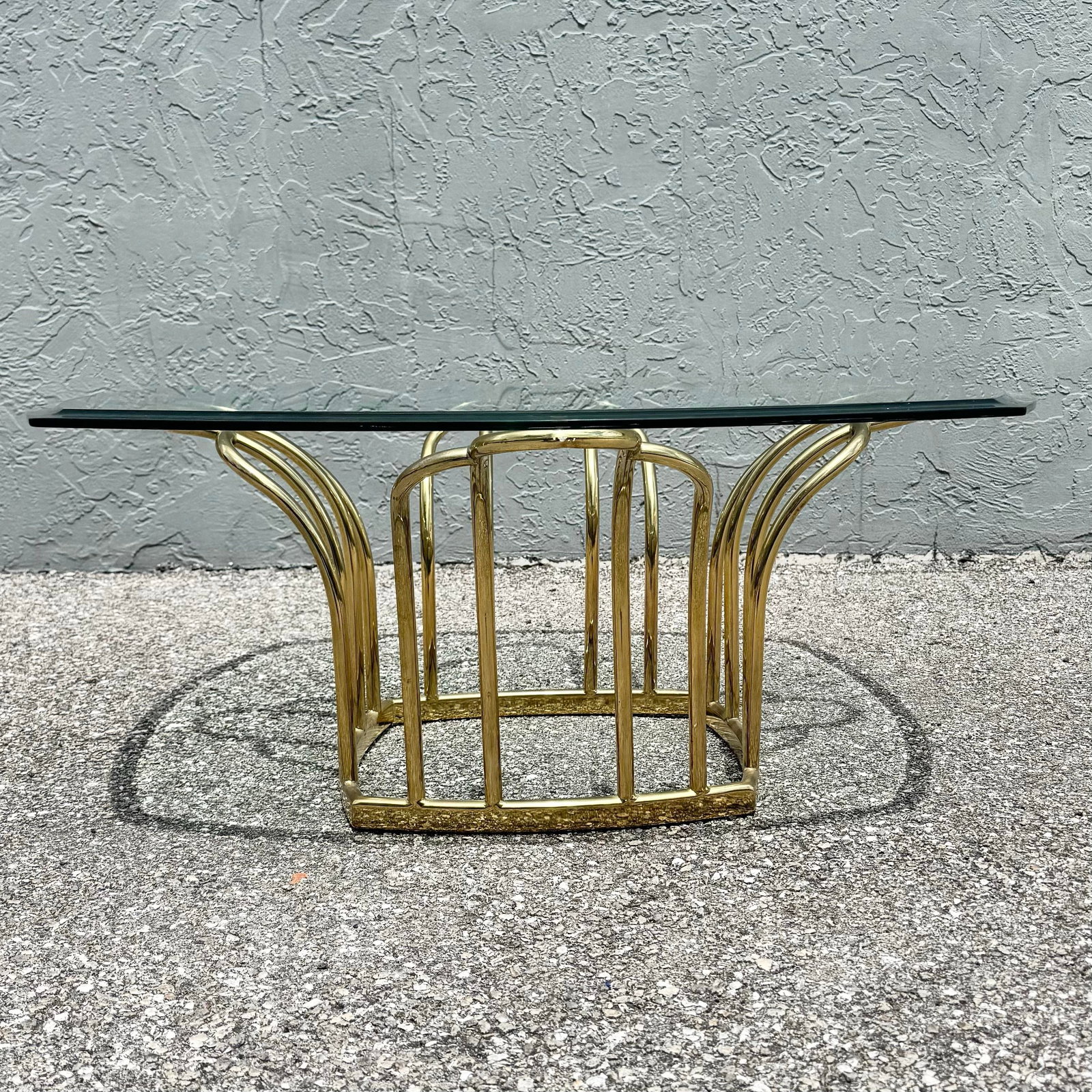 Art Deco Gold Glass Top Coffee Table - 4