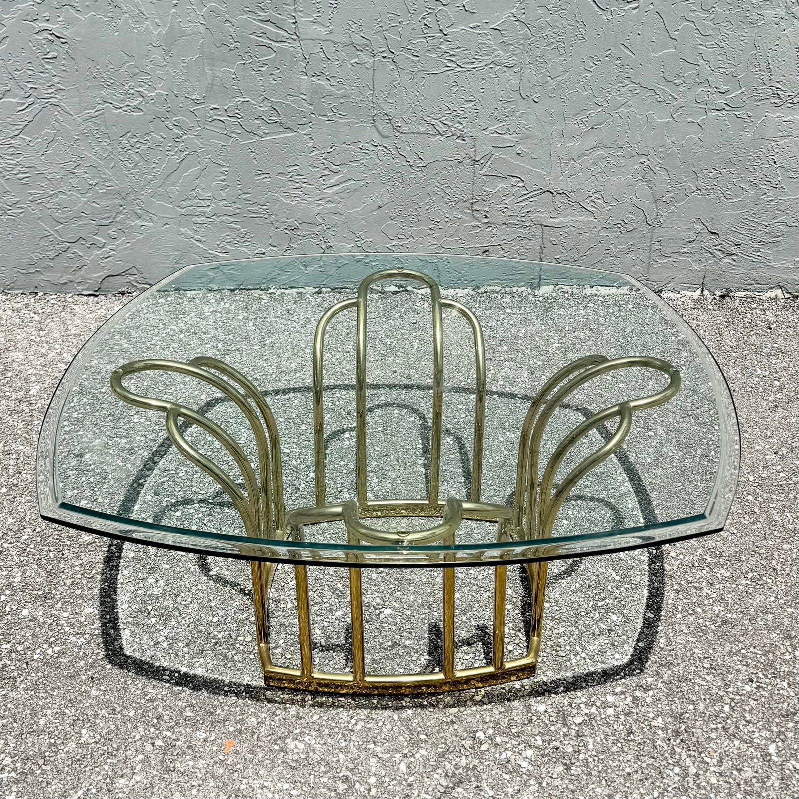 Art Deco Gold Glass Top Coffee Table - 5