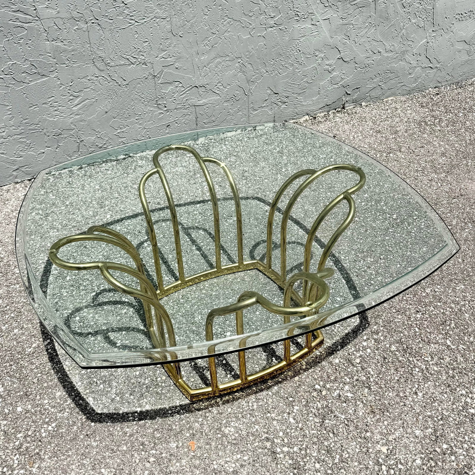 Art Deco Gold Glass Top Coffee Table - 6