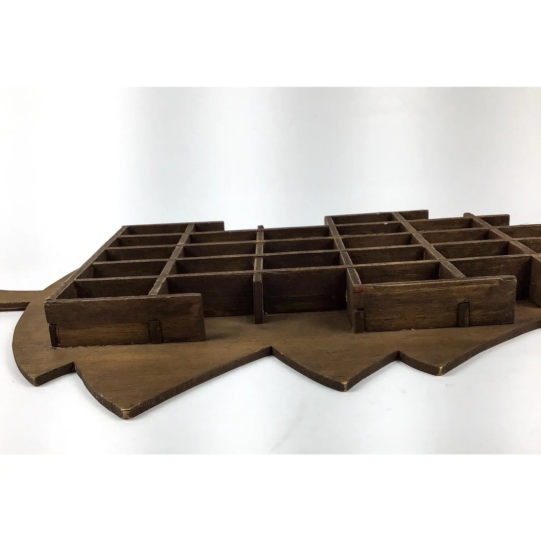 Hand Crafted Antique Wood Christmas Tree Wall Display for Miniatures - 4