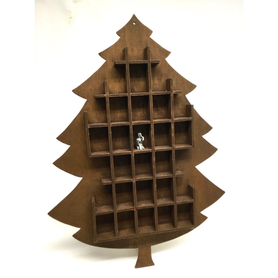 Hand Crafted Antique Wood Christmas Tree Wall Display for Miniatures - 6