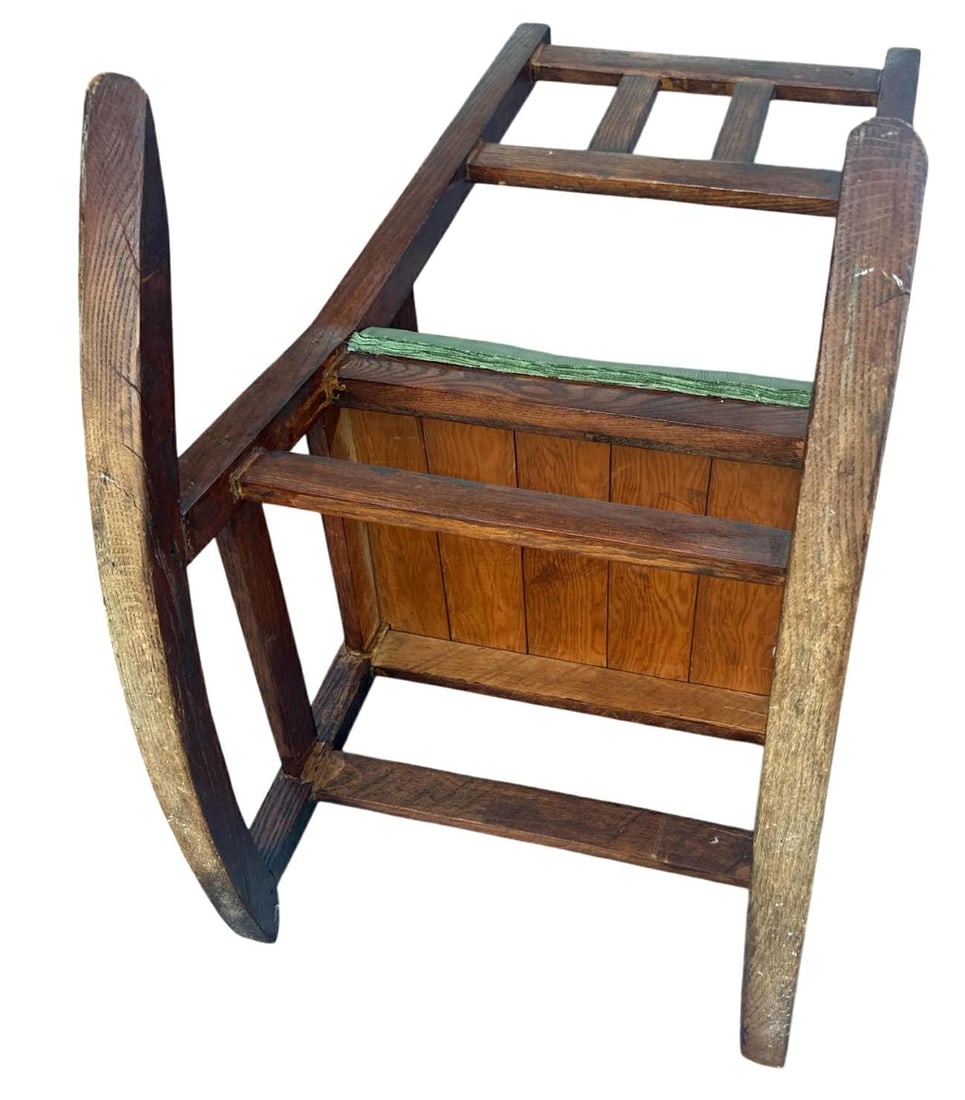 Antique Stickley Attributed Small Quarter Sawn Oak Rocking Chair With New Leather Seat Upholstery - - 5