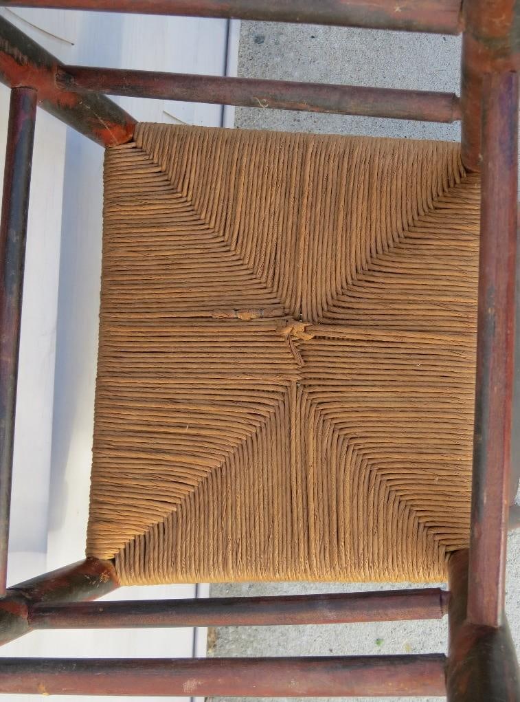 Antique Early 19th Century Hitchcock Style Stenciled Side Chair With Woven Rush Seat - 7