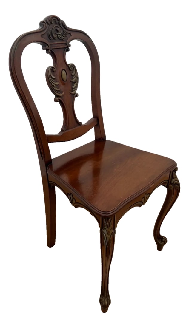 Antique French Accent Chair Hand Carved Back and Legs Solid Mahogany Petite Size: Gorgeous, Antique French Accent Chair Hand Carved back and legs Solid Mahogany Petite Size 35" x 16' X 14". 16" at Seat. Very Good structural condition, Original Patina, High End craftsman constructio