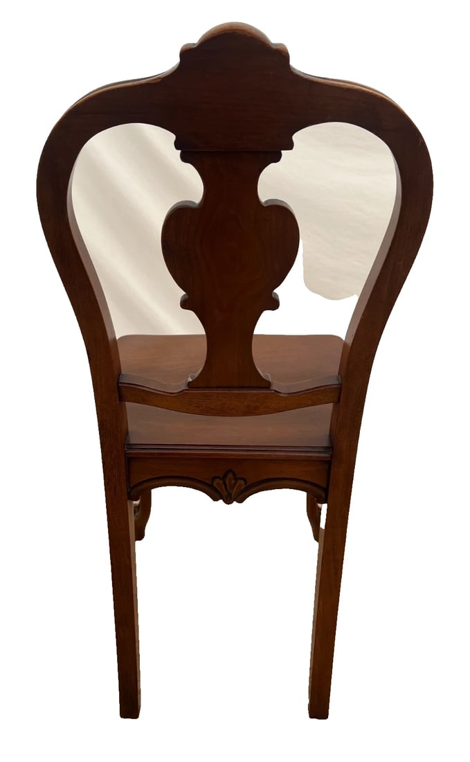 Antique French Accent Chair Hand Carved Back and Legs Solid Mahogany Petite Size - 4