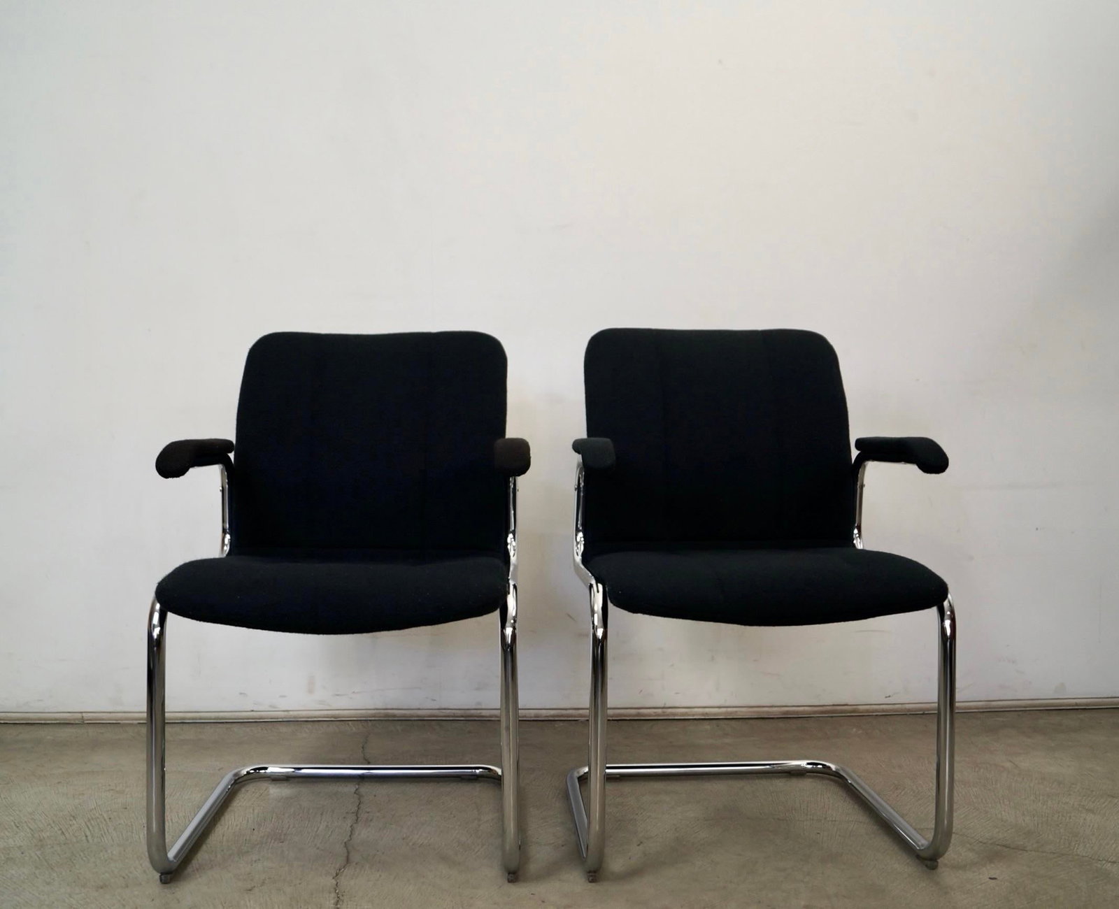 1970's Mid-Century Modern Chrome Arm Chairs - A Pair - 5