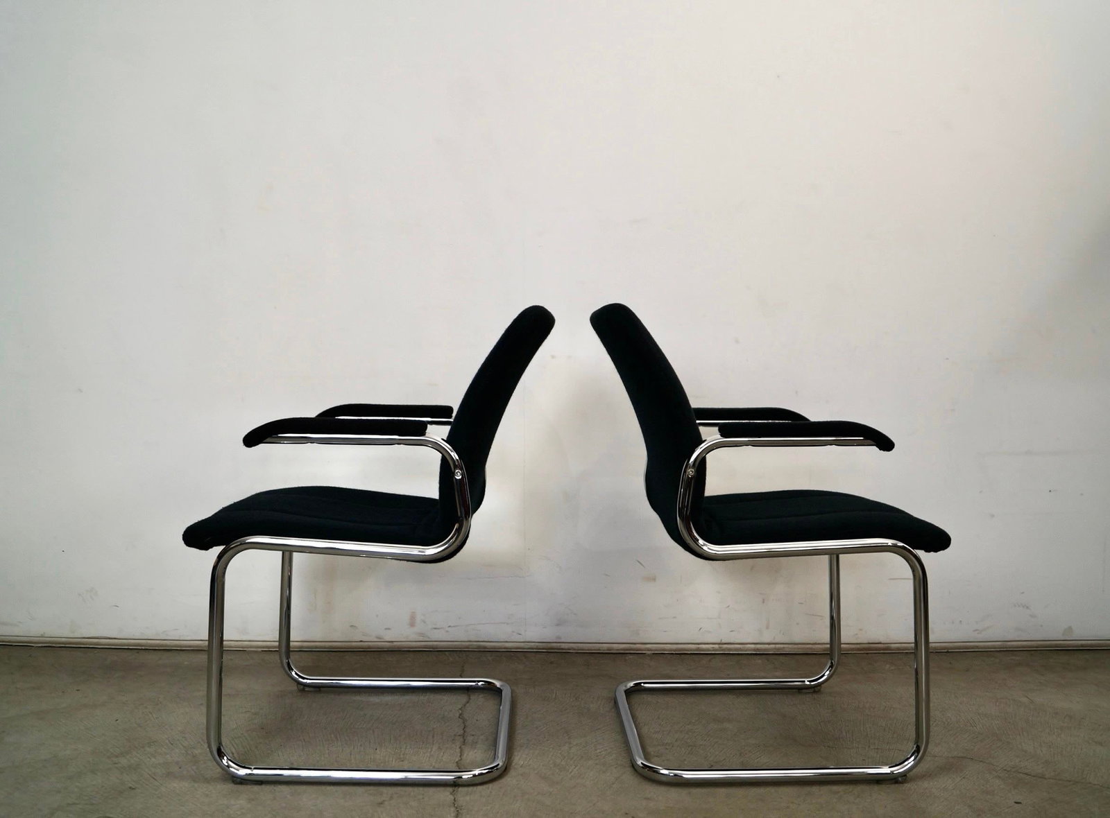 1970's Mid-Century Modern Chrome Arm Chairs - A Pair - 6