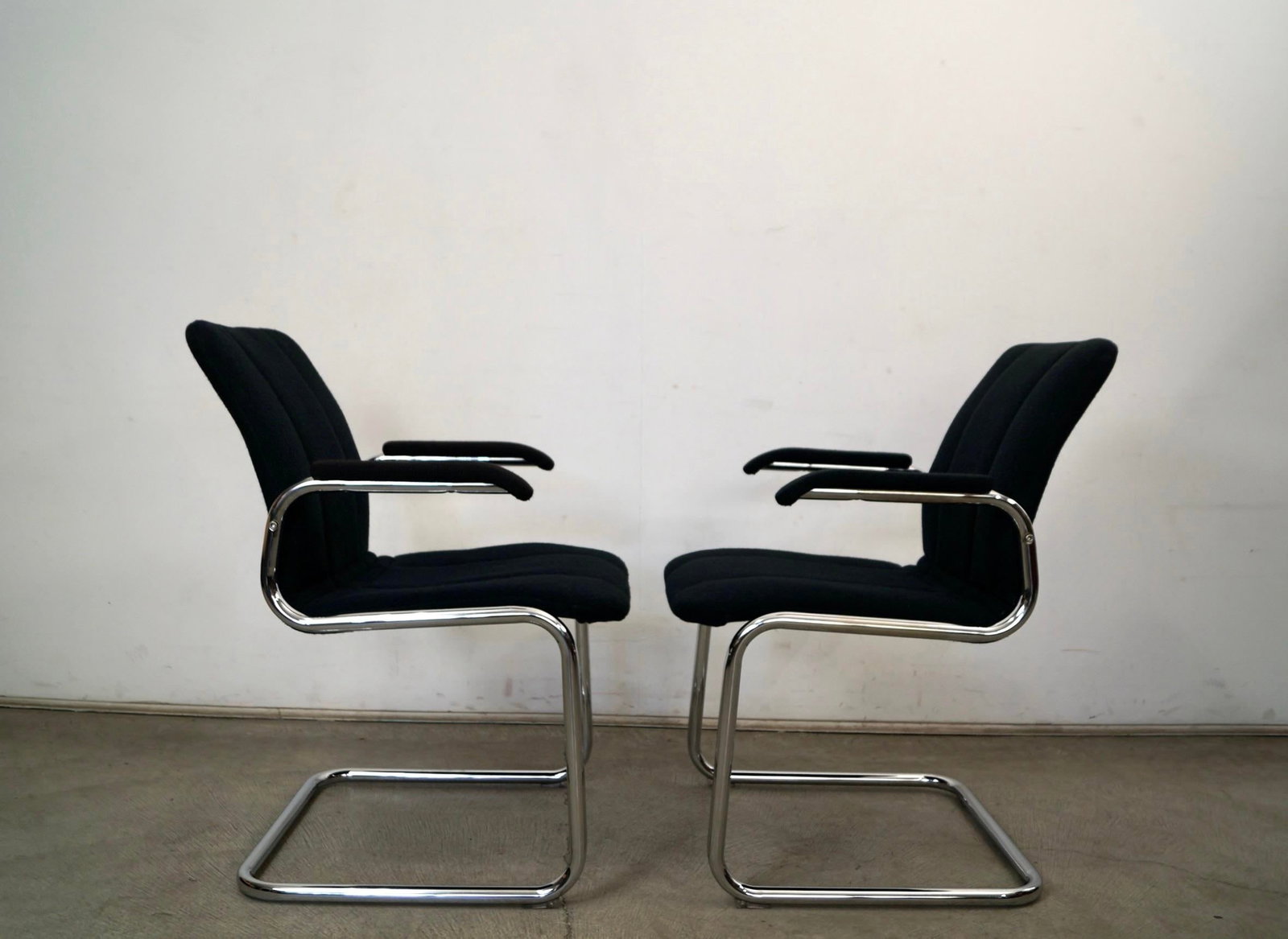 1970's Mid-Century Modern Chrome Arm Chairs - A Pair - 7