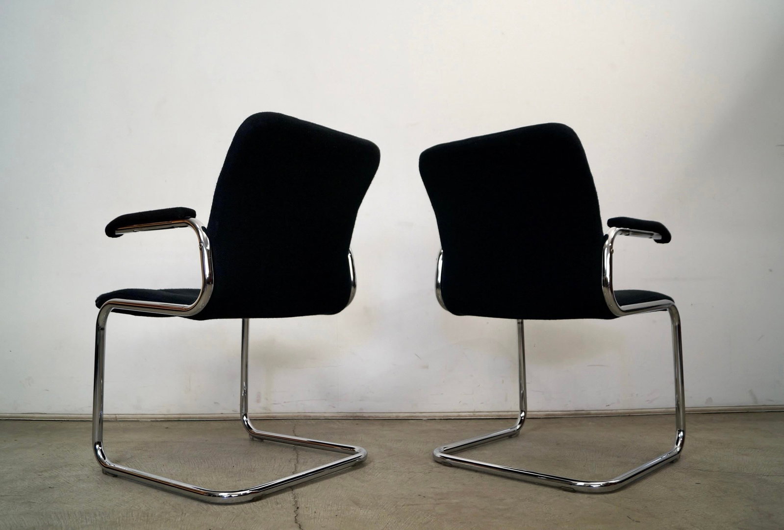 1970's Mid-Century Modern Chrome Arm Chairs - A Pair - 8