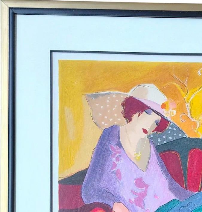 Impressive Hand-Signed Itzchak Tarkay Serigraph - Seated Lady in Purple - Limited Edition 75/350 - 6