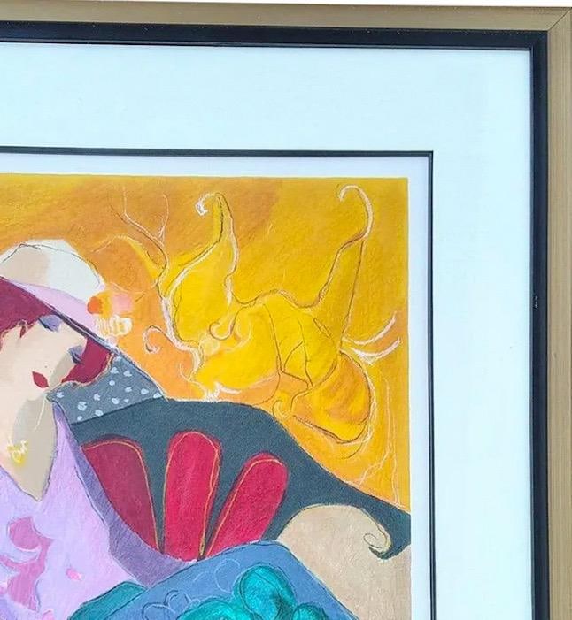 Impressive Hand-Signed Itzchak Tarkay Serigraph - Seated Lady in Purple - Limited Edition 75/350 - 8