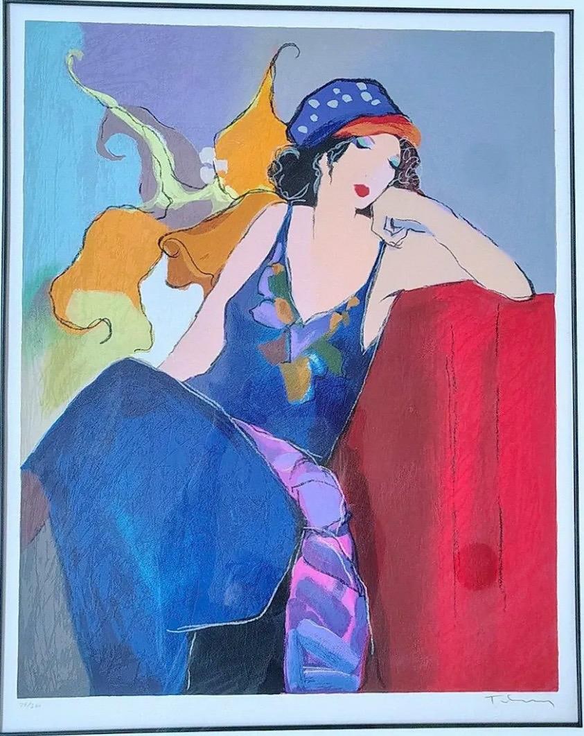 Large Signed Itzchak Tarkay Serigraph - Elegance III - Limited Edition 75/350 - Seated Woman Fine Ar - 4